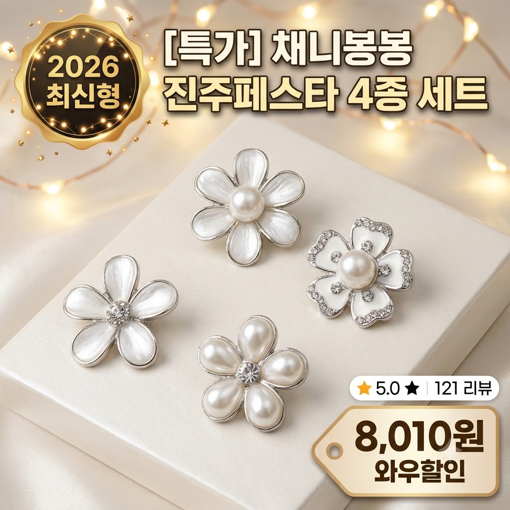 [2026 여름 신꾸템] 채니봉봉 신발 꾸미기 슈즈 파츠 4종 세트 진주페스타 솔직 후기! 크록스·젤리슈즈 감성 악세사리 8885896007 – 25939388448 제품 이미지